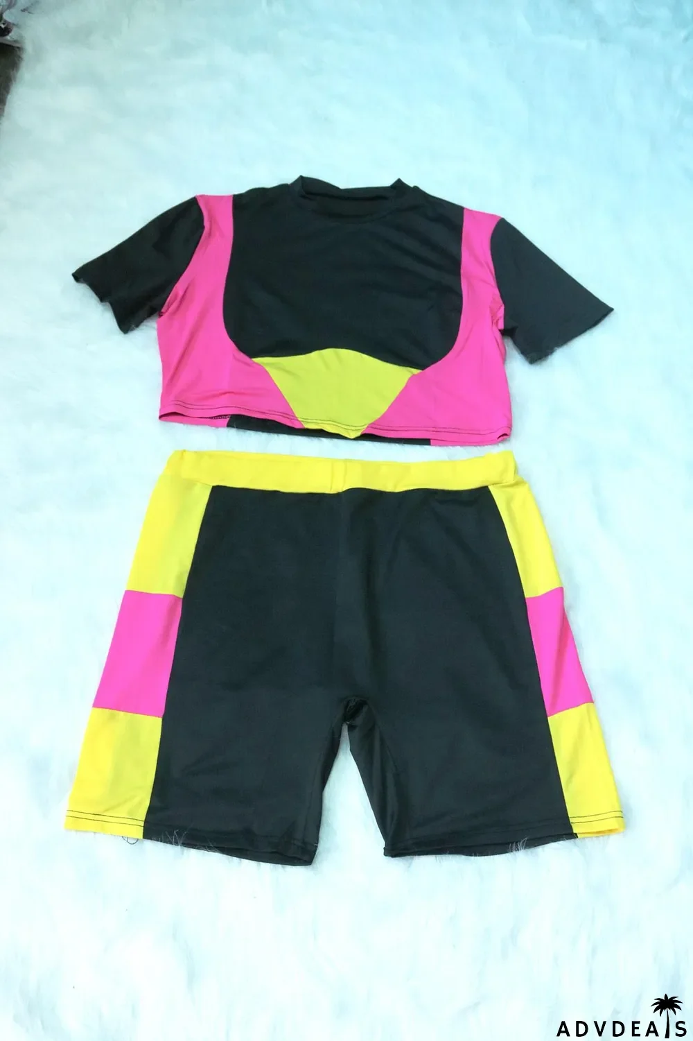 Plus Size Women's Contrast Plus Size Contrast Color Casual Two Piece