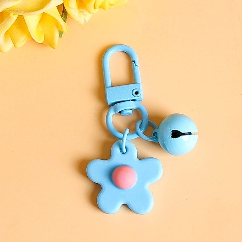 Fresh Colorful Small Flower Bell Keychain Diy Handmade Pendant Girl Heart Bag Door Buckle Cute Ornaments