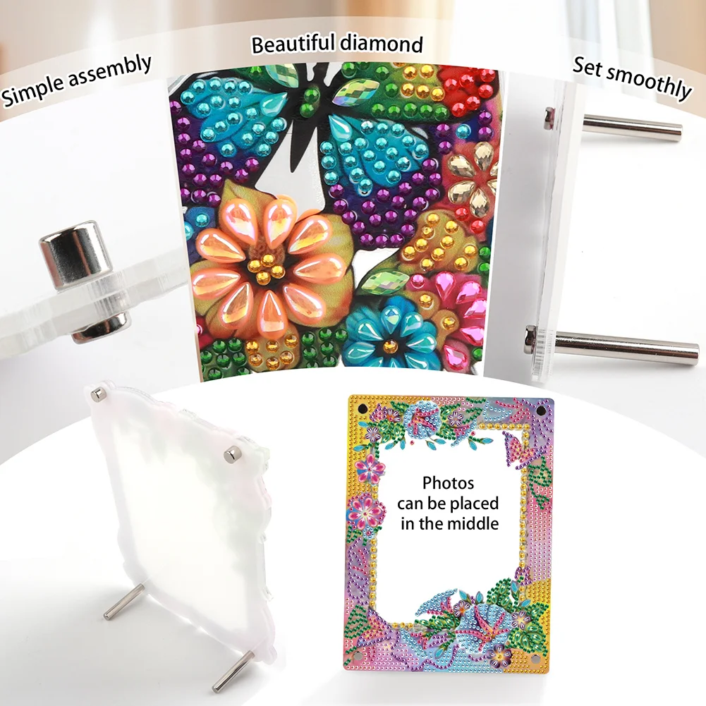 5D DIY Flower Yellow Floral Special Shape Diamond Painting Photo Frame Home Decor