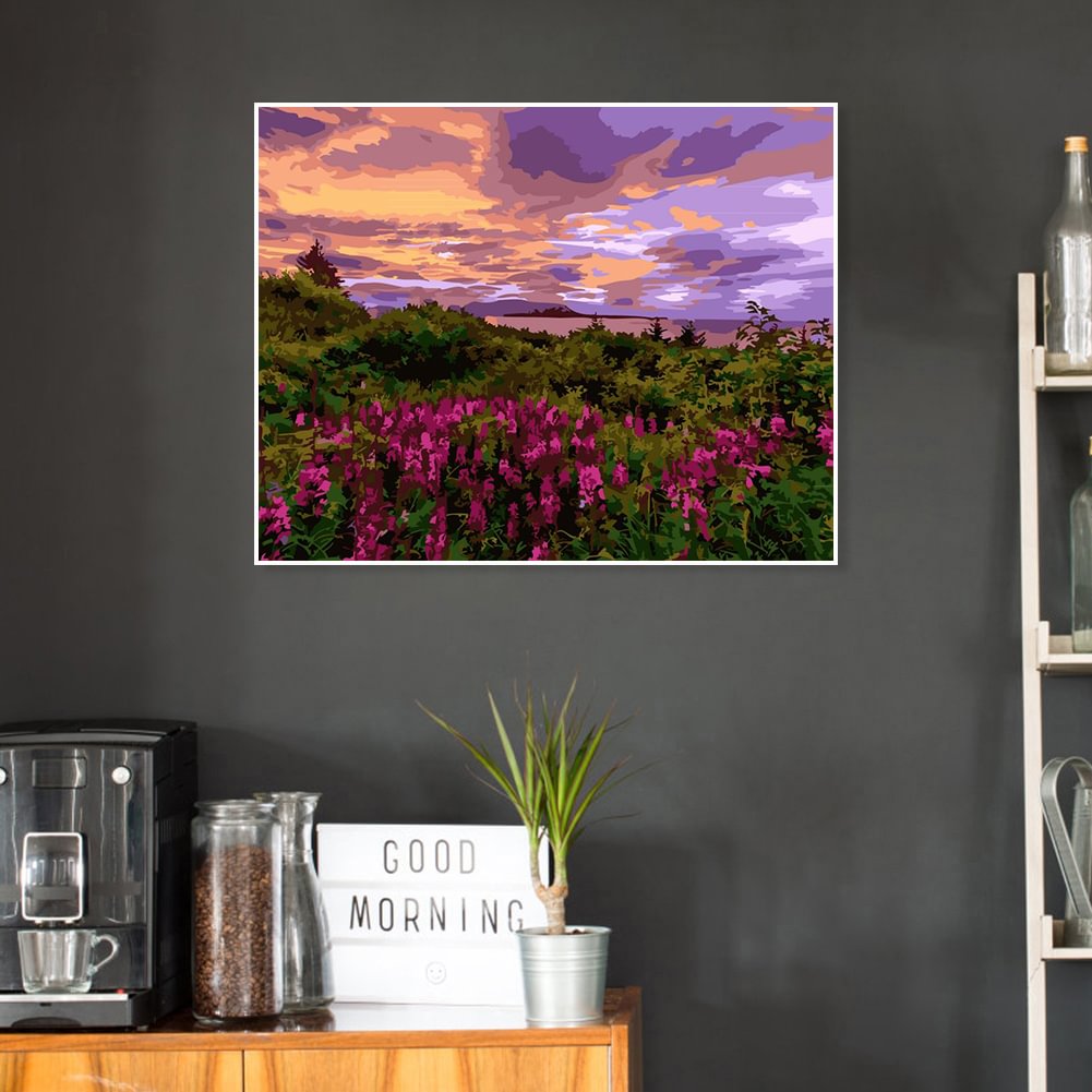 DIY digitale Malerei von Zahlen Meer Blumen Leinwand Bild