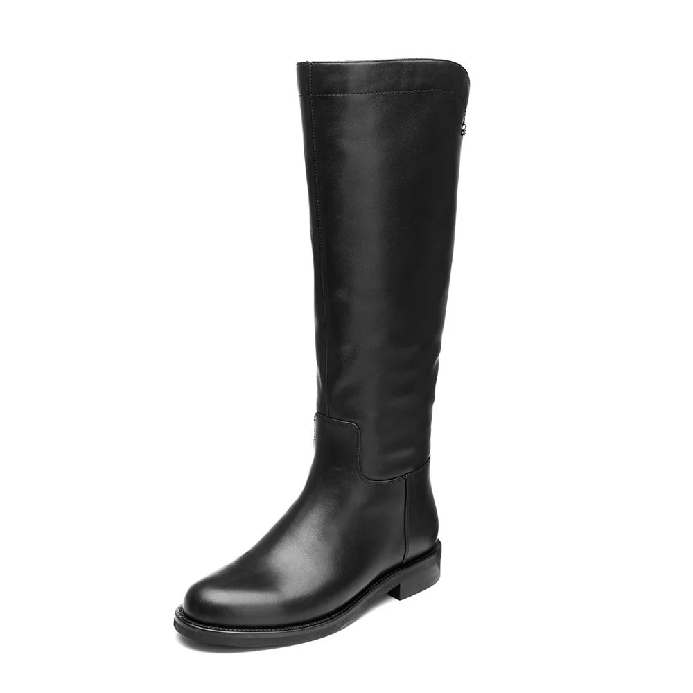 Handmade Soft Leather Knee High Boots Side Zip Riding Boots