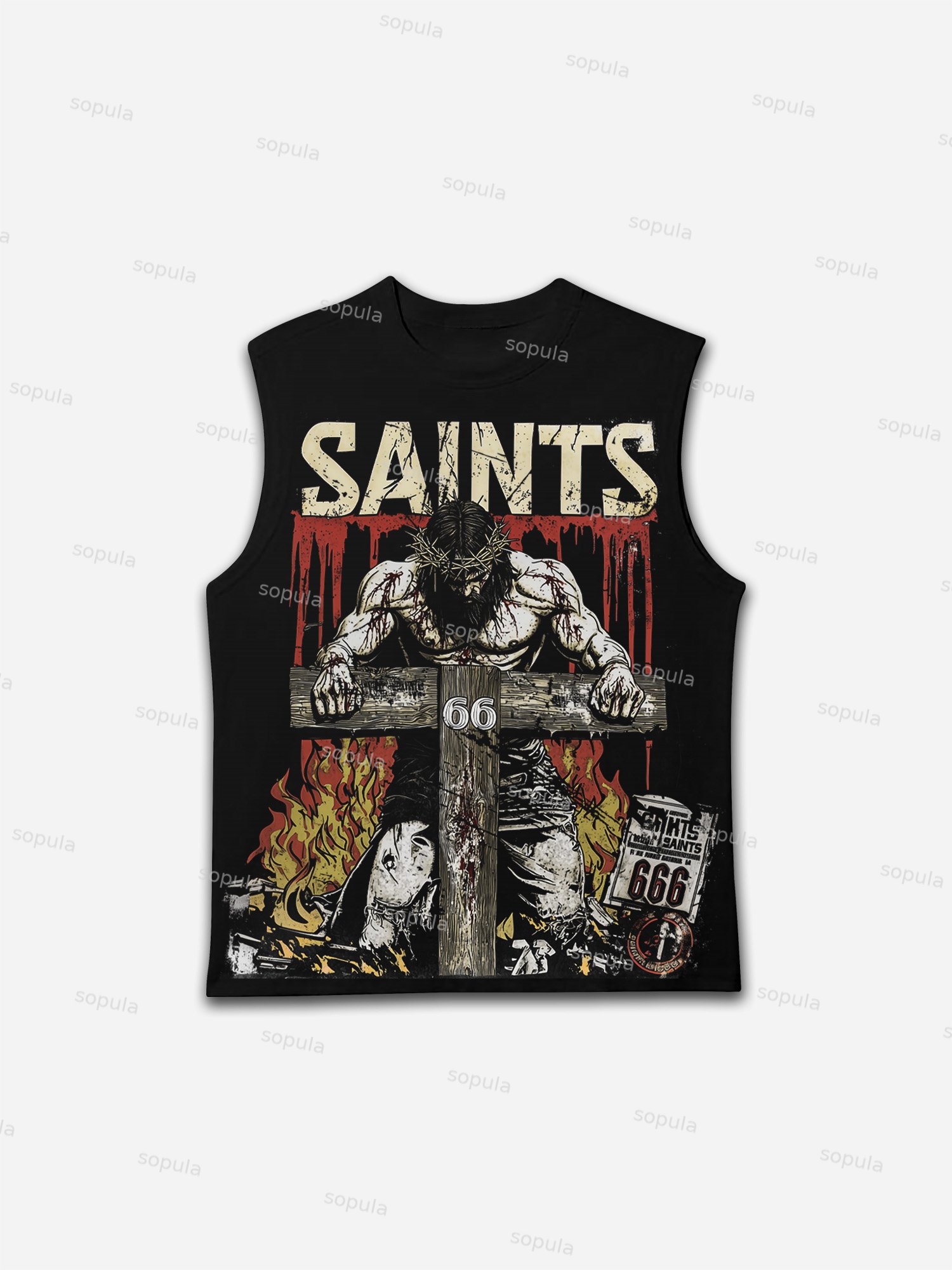 Vintage God Won't Fall Jesus Graphic Tank Top - Sopula｜Premium Graphic Tees & Graphic Clothing