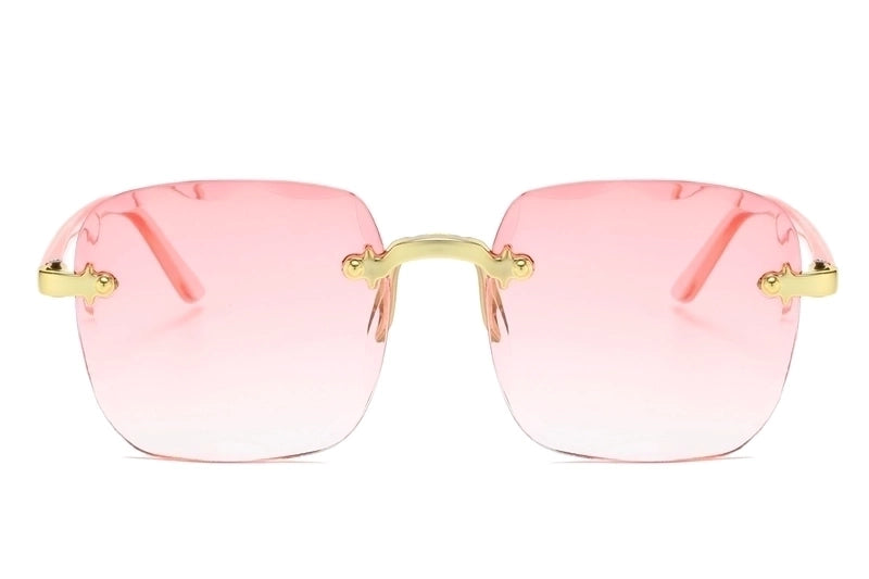2 Pieces Fashion Gradient Color Pc Square Frameless Women’S Sunglasses