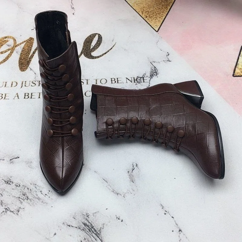 Mother boots winter boots, women's mid-heeled thick heels plus velvet plus size snow boots, double-breasted leather boots wedges