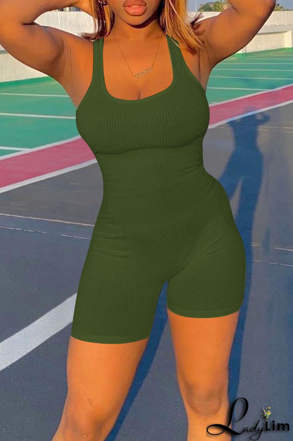 Black Casual Sportswear Solid Split Joint U Neck Regular Jumpsuits