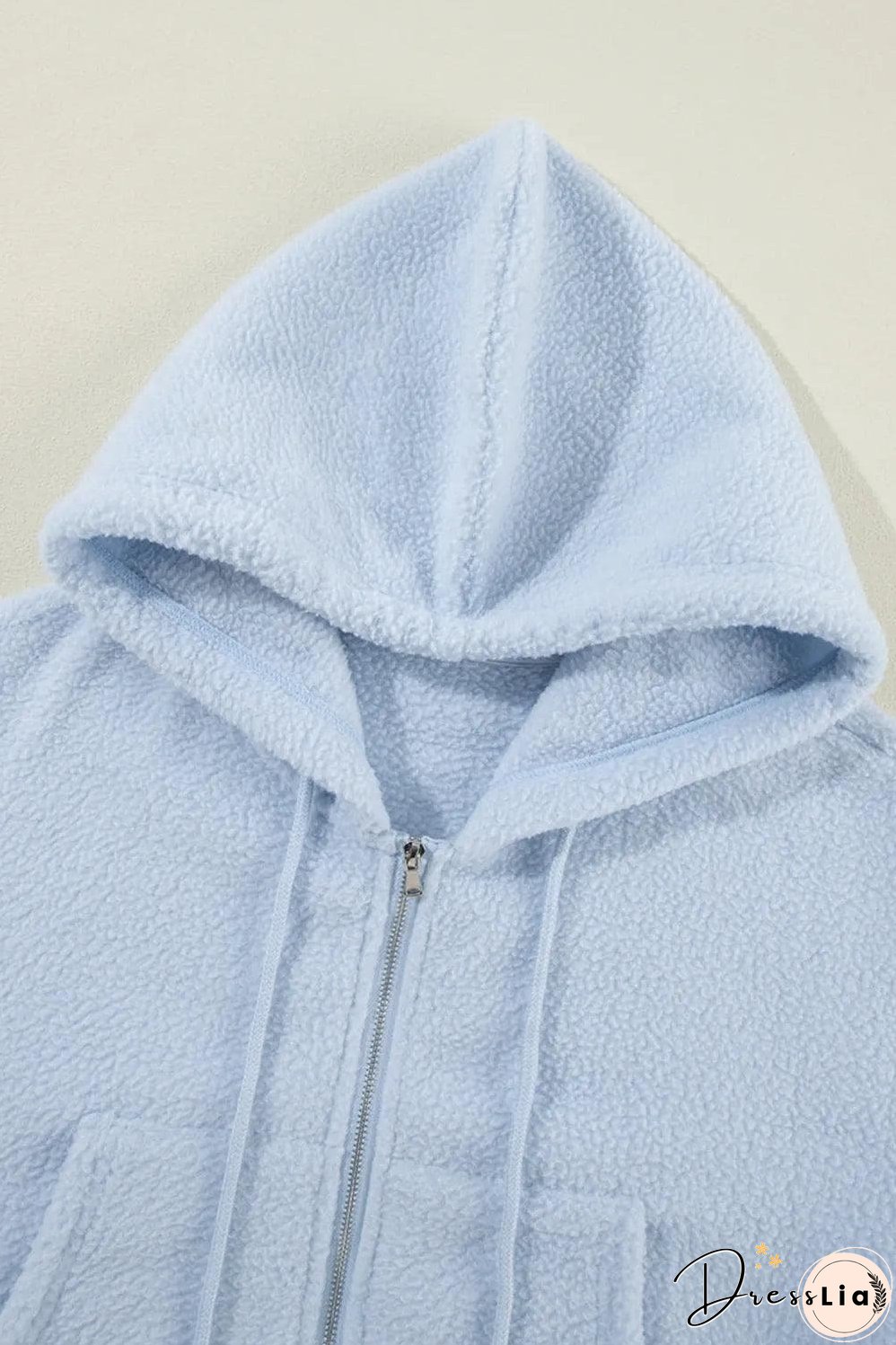 Beau Blue Cropped Sherpa Zip Up Hoodie