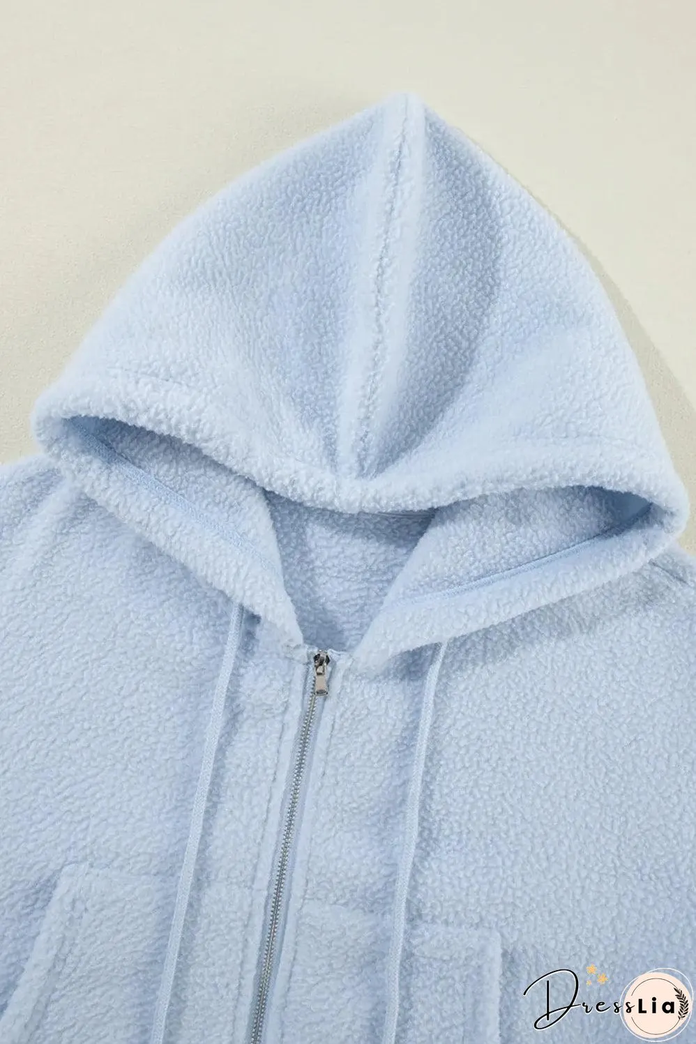 Beau Blue Cropped Sherpa Zip Up Hoodie