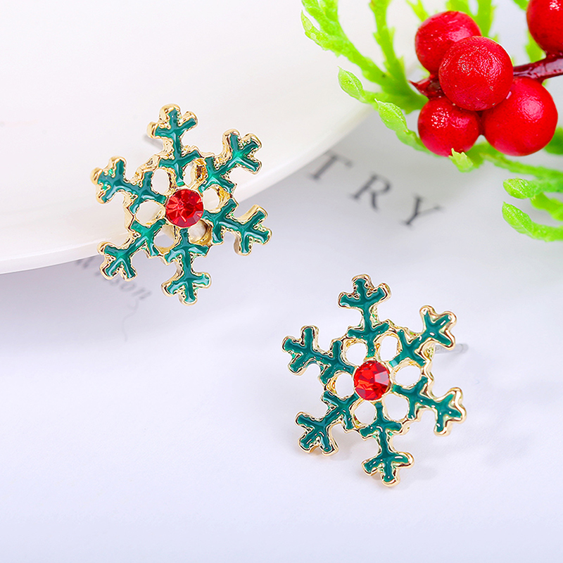 Christmas Green Snowflake Diamond Earrings 2024 - Flycurvy 