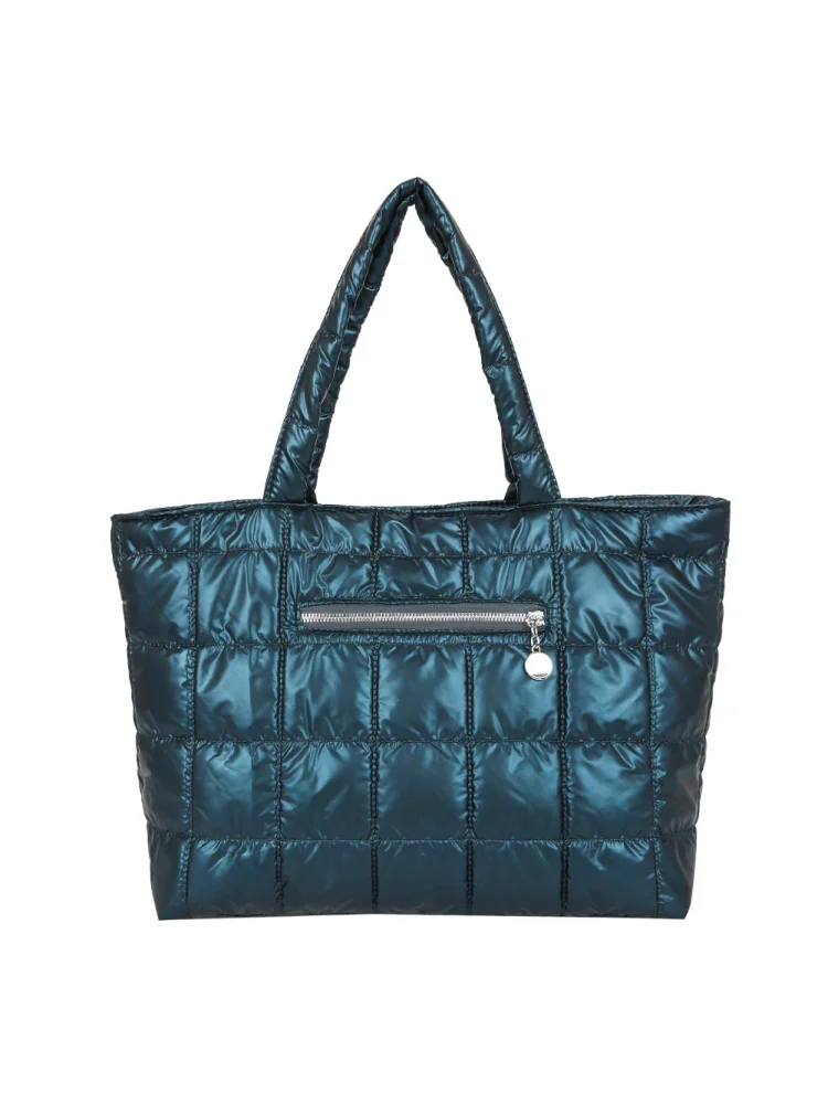 Retro Quilted Lattice Shoulder Bags Women Nylon Large Shopping Bag (Blue)