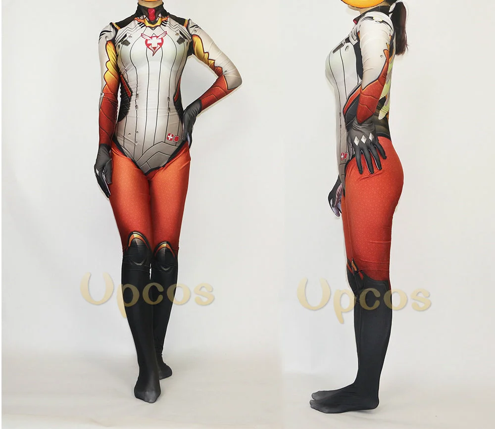 Overwatch OW Mercy Angela Ziegler Cosplay Costume Jumpsuit