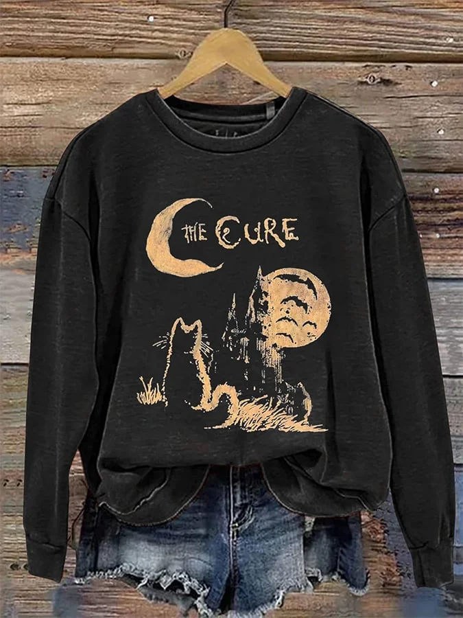 Women's The Cure Cat Art Print Casual Sweatshirt