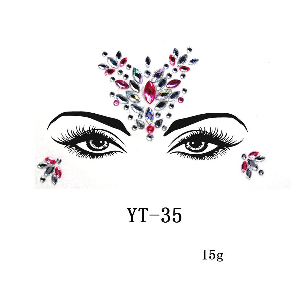 Sexy Style Rhinestone Acrylic Self-adhesive Jewelry Face Creative Tattoo Body Art Jewelry Masquerade Eyes Beauty Makeup Sticker