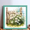 Daisy Fence-18CT Stamped Cross Stitch 25*25cm/9.84*9.84in tapestrymarket