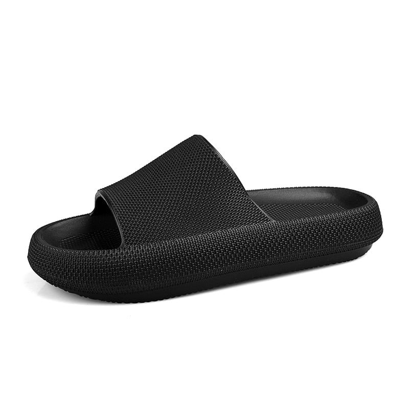 Men Beach Slippers High Heels Women Slide Sandals Shower Thick Sole Soft Couple Massage Bread Slippers Bathroom Shoes Non-Slip