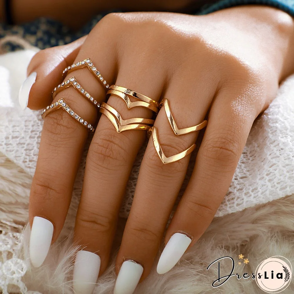 Simple Style Fashion Creative Retro Geometric Ring Set