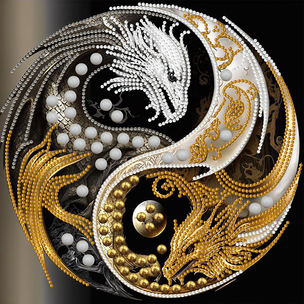 Tai Chi Yin Yang Dragon 30*30cm(canvas) special shaped drill diamond painting
