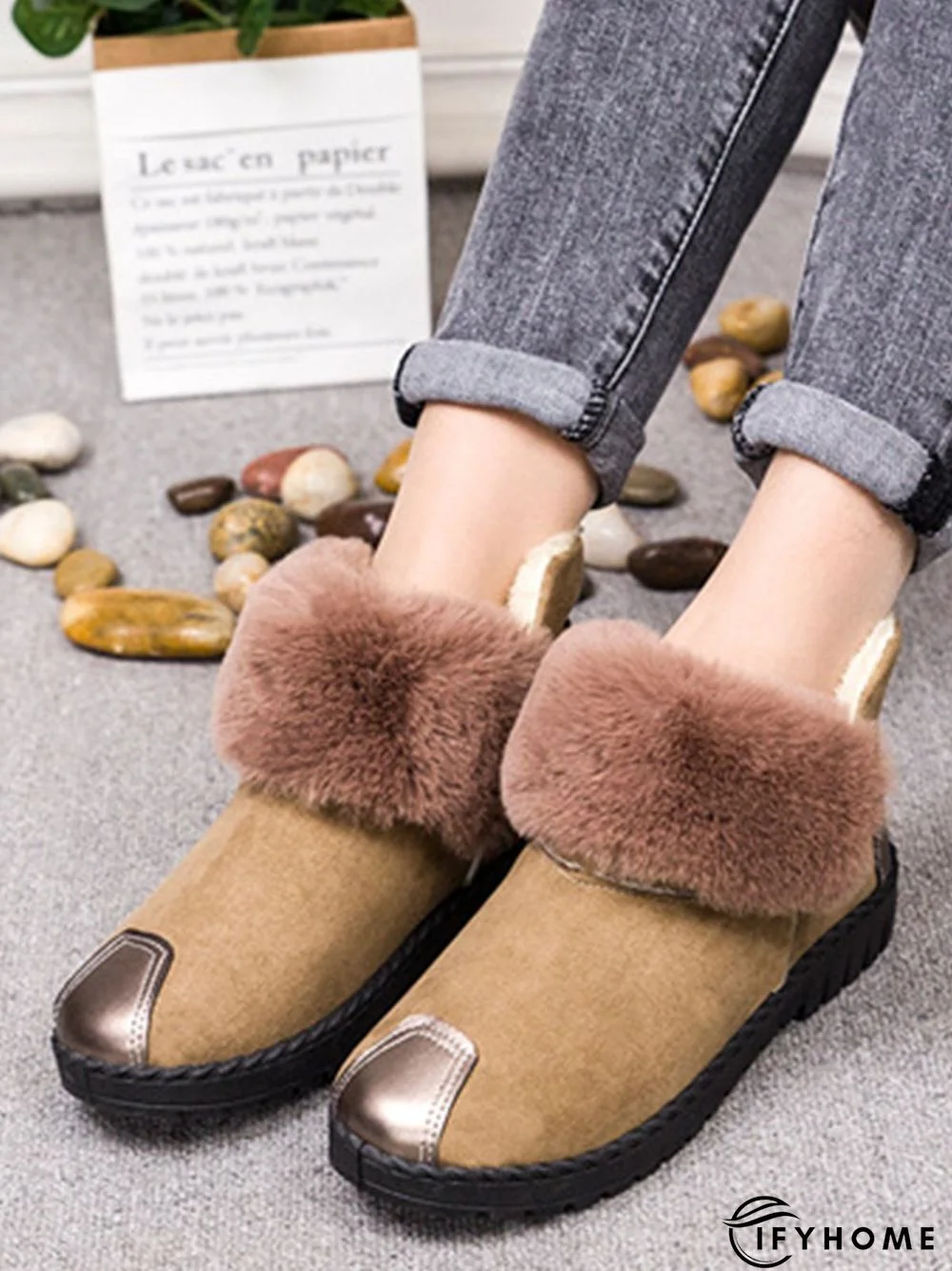 Casual Anti-collision Stitching Plush Warm Snow Boots | IFYHOME