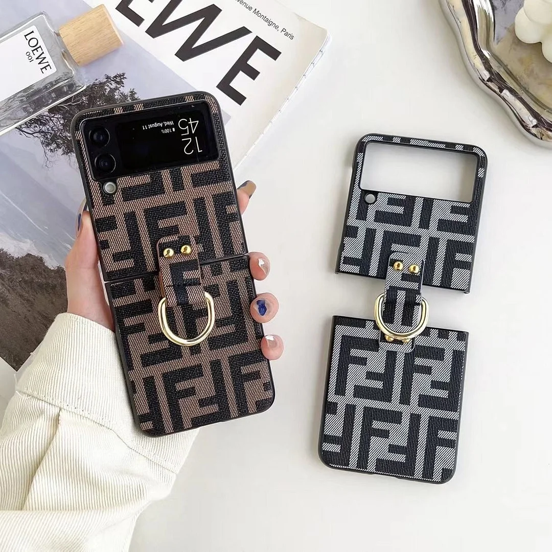Retro Metal Ring Leather Case for Samsung Z Flip