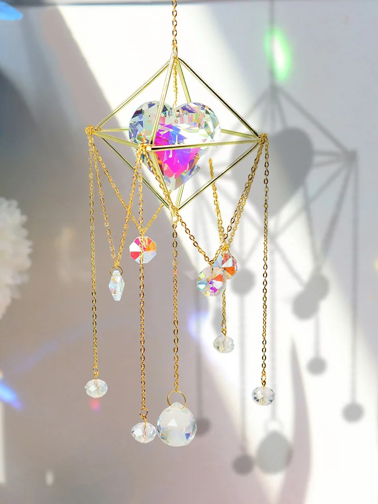 Crystal  Love Heart Hanging Metal Pendant Home Garden Car Decor