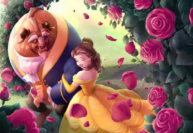 Disney Princess Beauty And The Beast 50*30CM(Canvas) Full Round Drill Diamond Painting gbfke