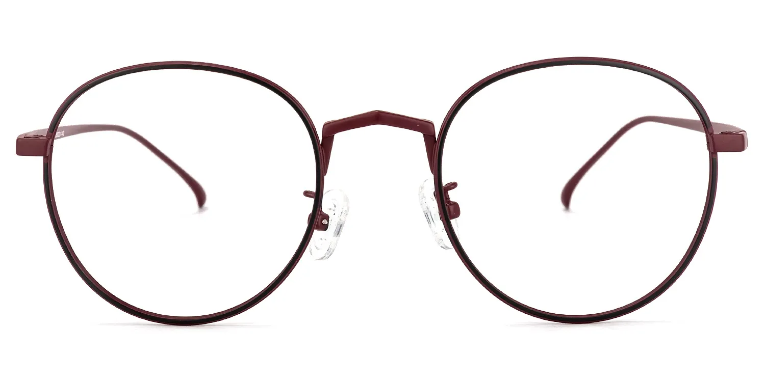 Simon Dunkelrot Rund Brille Dunkelrot