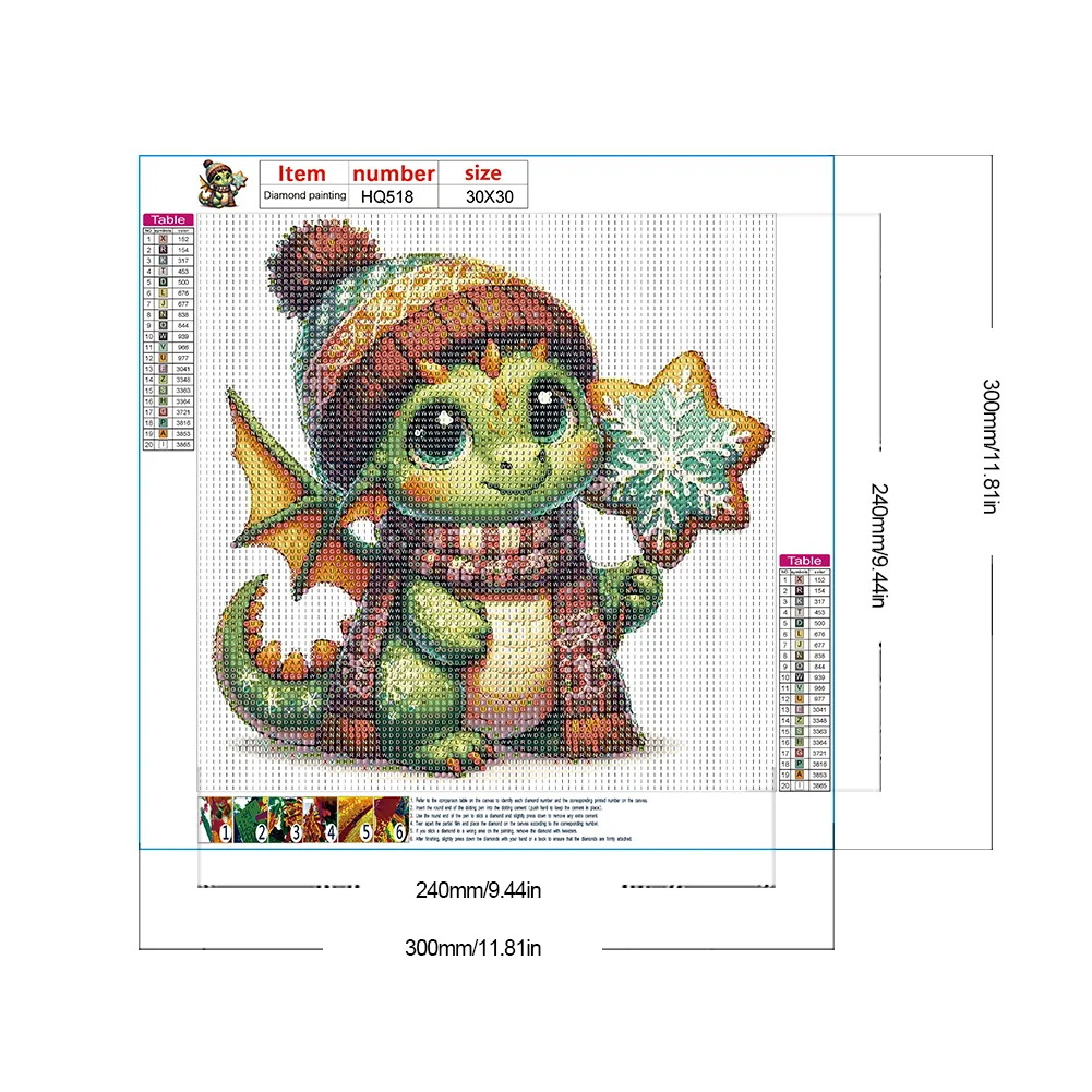 Diamond Painting - Full Round Drill - Xmas Dragon(Canvas|30*30cm)