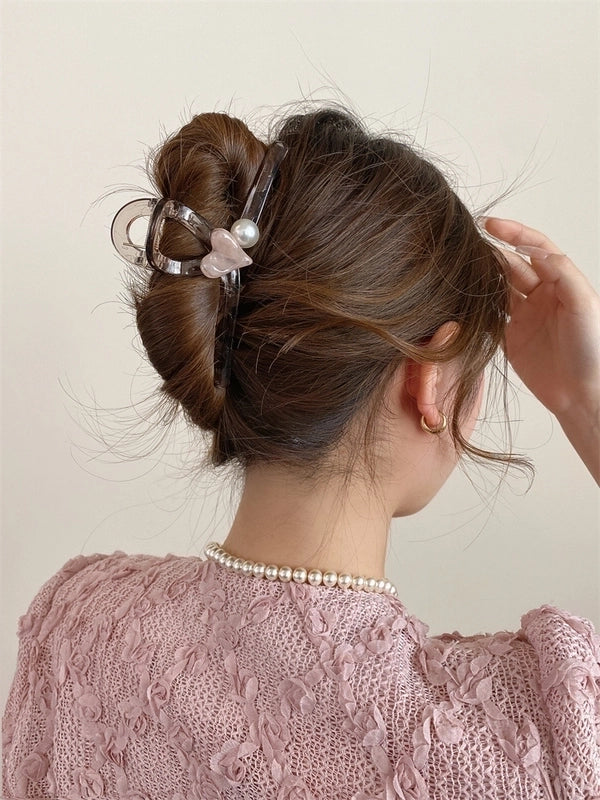 Women’s Casual Minimalist Heart Shape Arylic Hair Claws