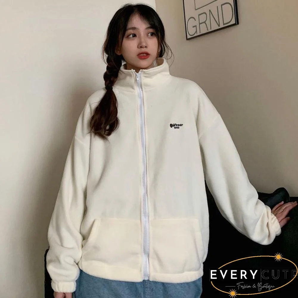 Harajuku Long Sleeve Oversized Hooded Sweatshirts Women Winter Vintage Clothes Woman Warm Thick Jacket Sweetshirt Zip Up Hoodies