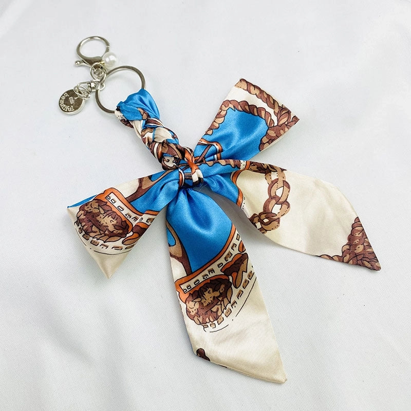 Sweet Minimalist Bow Knot Cloth Metal Unisex Bag Pendant Keychain