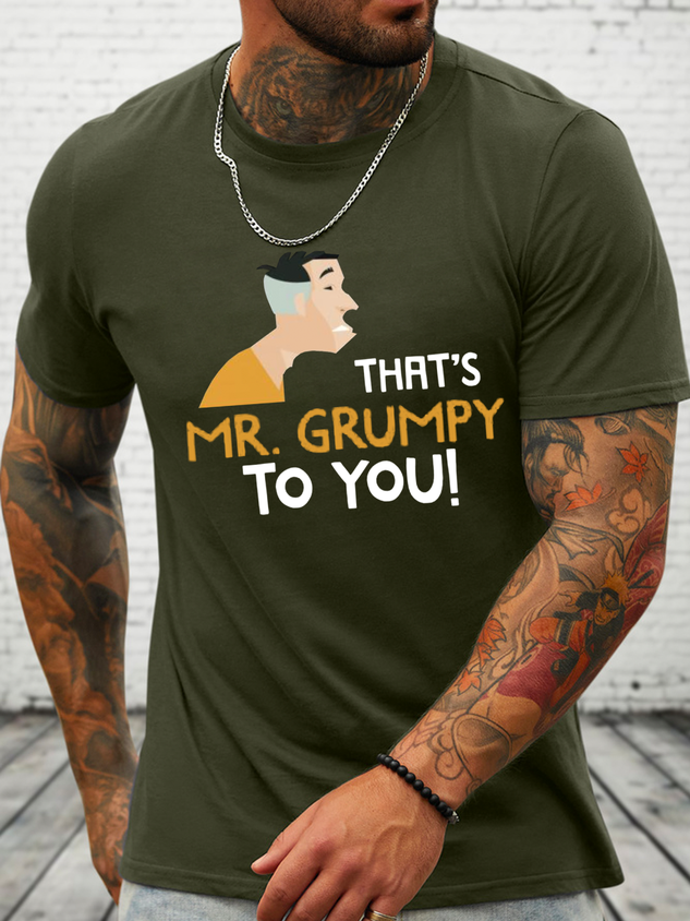 Cotton Mr. Grumpy Old Man Funny Casual Text Letters Crew Neck T-Shirt socialshop