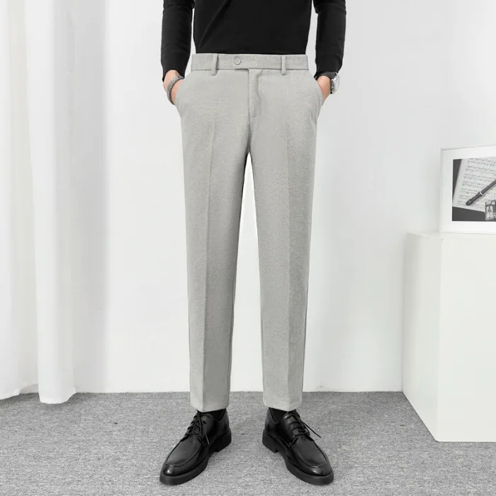 Free Shipping Spring Autumn Men's Woolen Trousers Casual Straight-leg Pants Business Suit Trousers Men's Wear