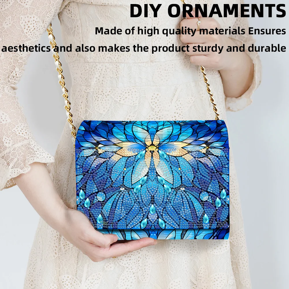DIY Mandala Diamond Art Wooden Coin Pouch with Chain 5D Diamond Painting Purse