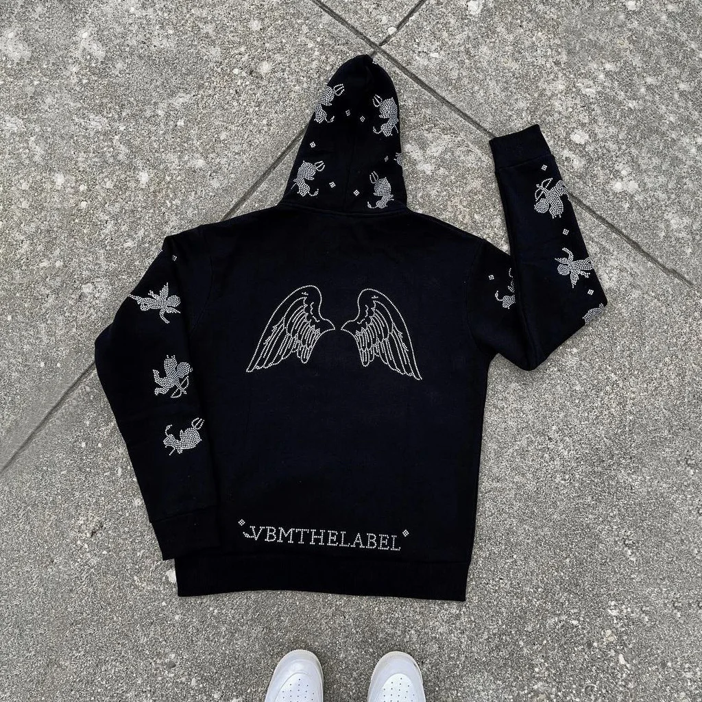 Fashion butterfly hot rhinestone zipper sweatshirt