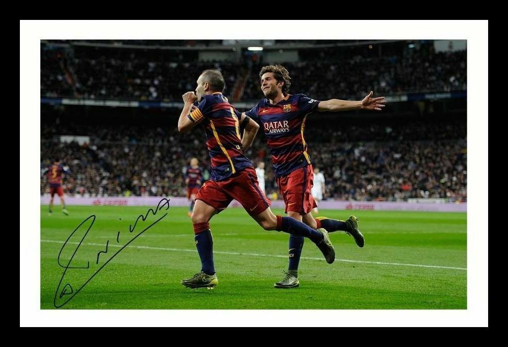 Andres Iniesta - FC Barcelona Autograph Signed & Framed Photo Poster painting