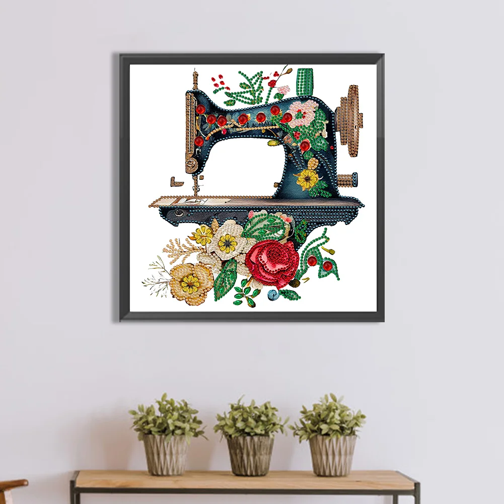 Diamond Painting - Partial Special Shaped Drill - Sewing Machine(30*30cm)