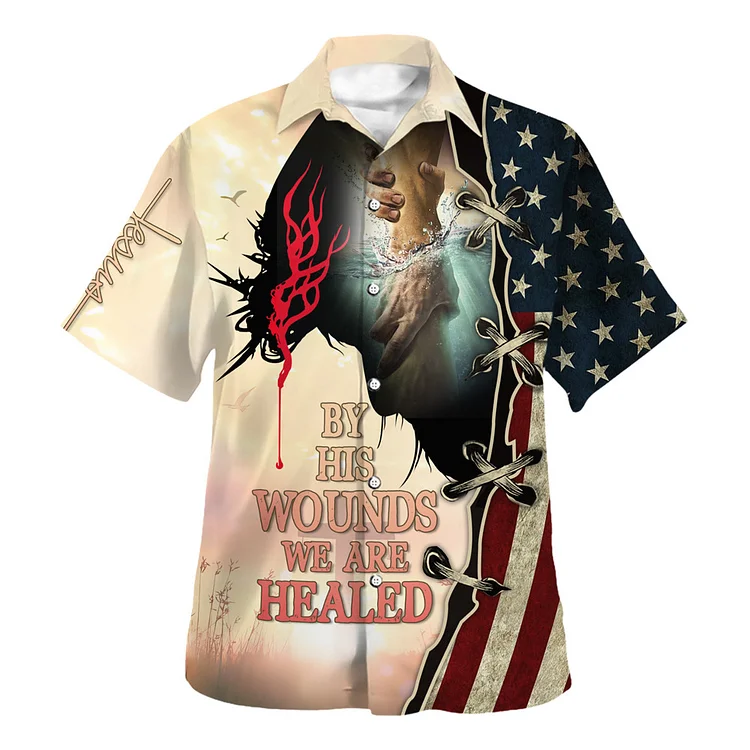 BrosWear Personalized Jesus Patterned Short Sleeved Shirt