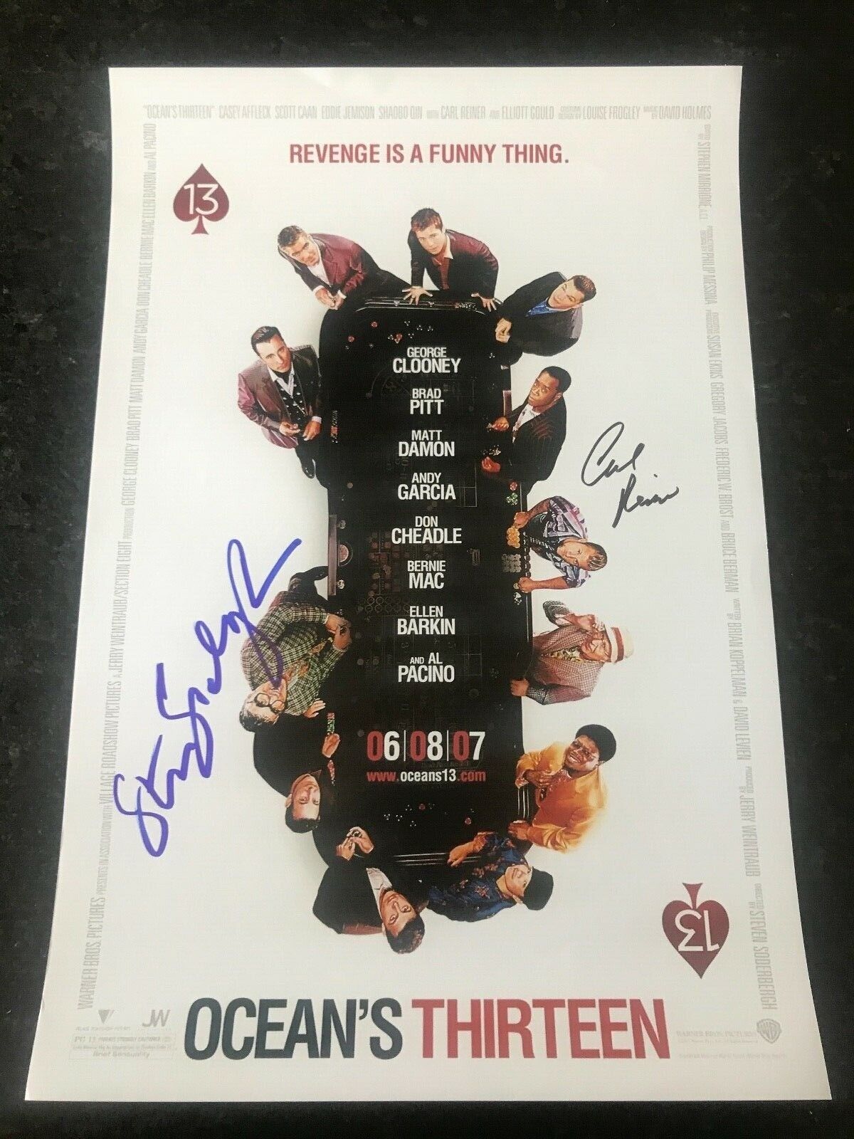 * OCEANS THIRTEEN * signed 12x18 poster * CARL REINER & STEVEN SODERBERGH * COA