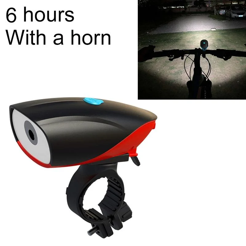 USB Charging Bike LED Riding Light, Charging 6 Hours with Horn 