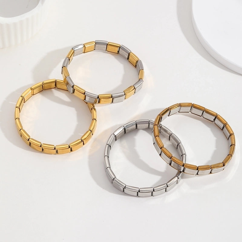 Minimalist Streetwear Solid Color 201 Stainless Steel 18K Gold Plated Italian Charm Bracelets In Bulk