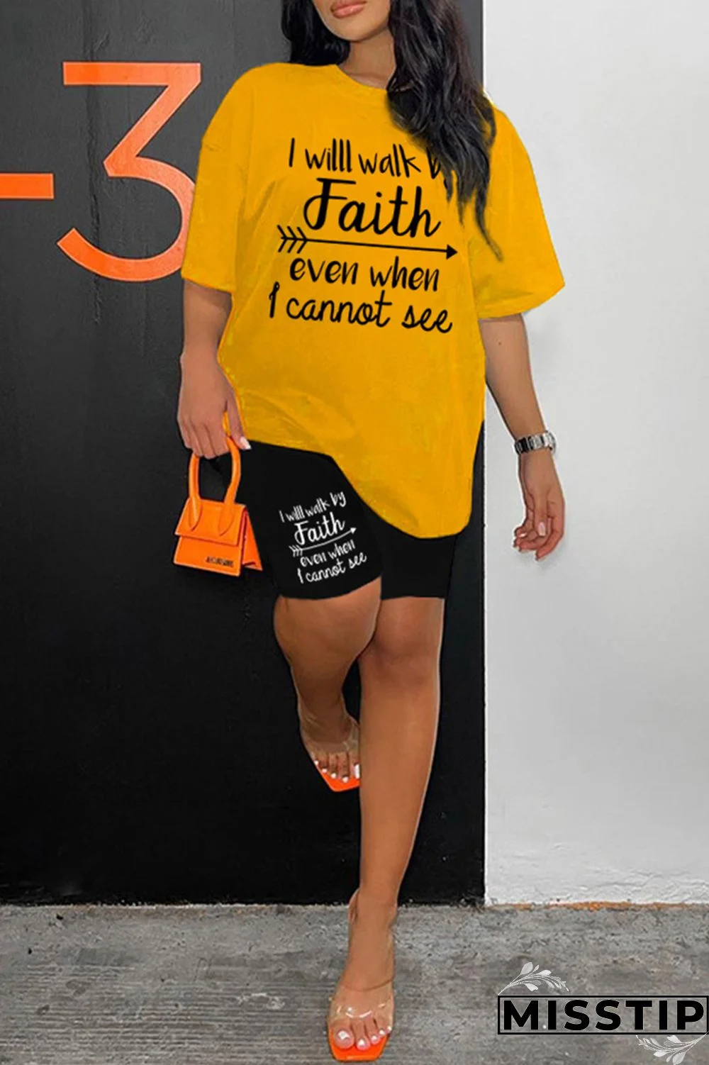 Rose Red Casual Letter Print Basic O Neck Short Sleeve Two Pieces