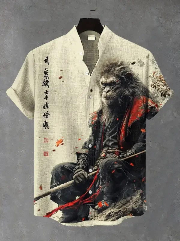 Men's The Monkey King Art Print Casual Shirt