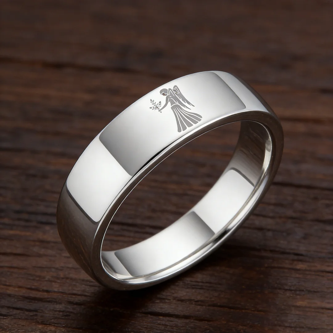 Sliver Tungsten Carbide Rings Flat Virgo Wedding Bands Flat Top Comfort Fit 4MM 6MM 8MM