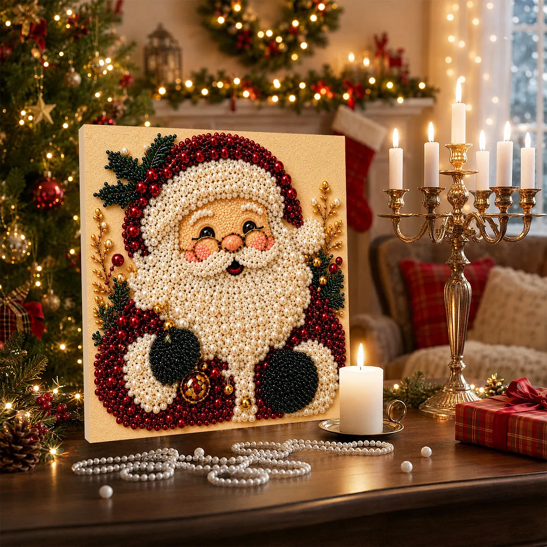 Pearl Painting Kit for Adults Framed Christmas Santa