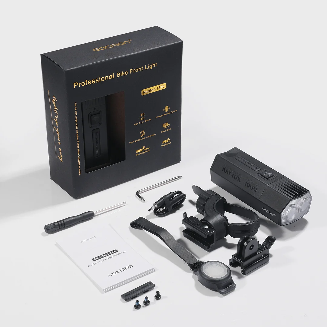 Raptor-1800 Gaciron Ultra High Lumen Bike Front Light