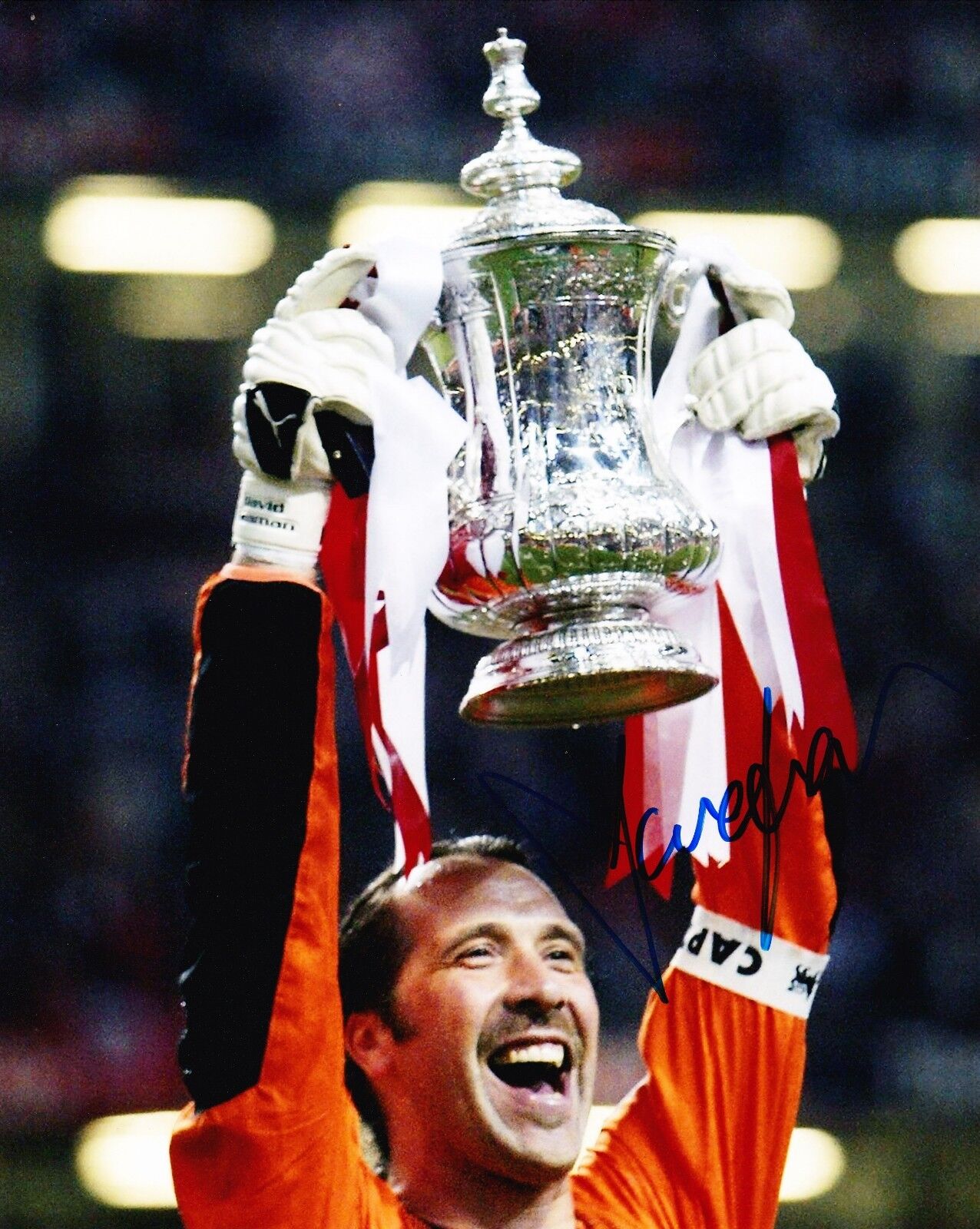 DAVID SEAMAN Signed 10X8 Photo Poster painting Arsenal AFTAL COA (1271)