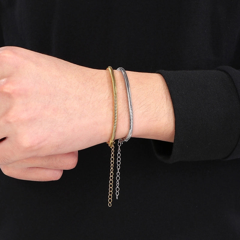 Minimalist Solid Color 304 Stainless Steel 18K Gold Plated Unisex Bracelets Men Chain Bracelets