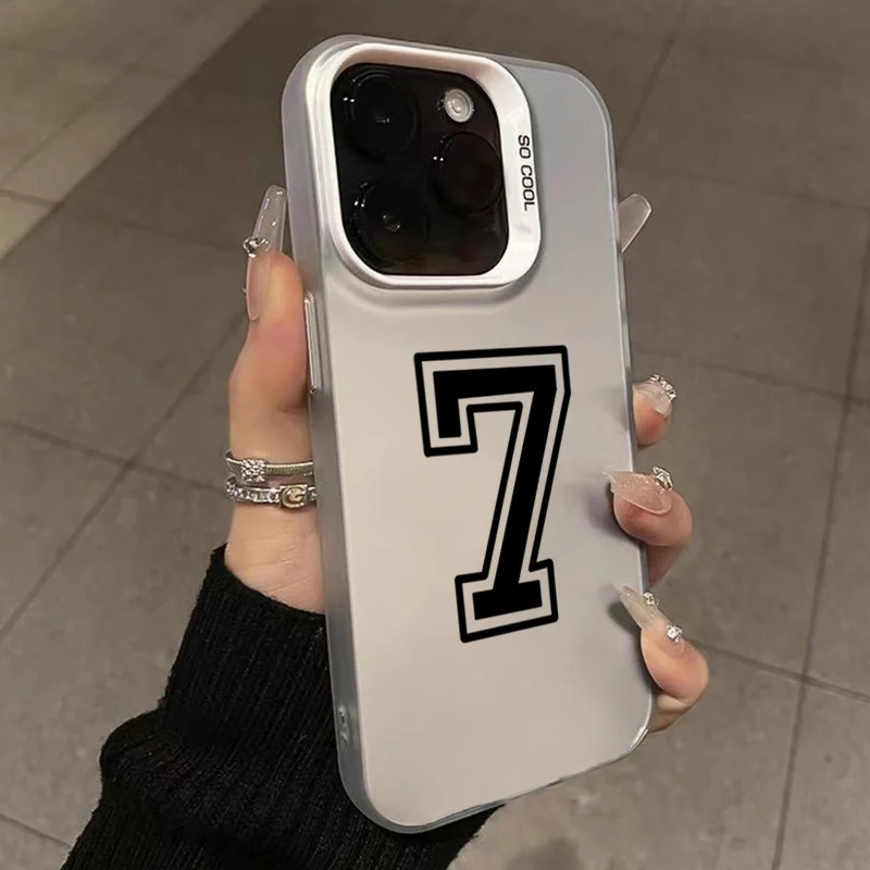 Aonga Phone Case For iPhone 16 15 14 Pro Max 11 12 13 Pro 7 8 Plus SE 2022 X XS Lucky Numbers Football Electroplate Shockproof Cover aonga