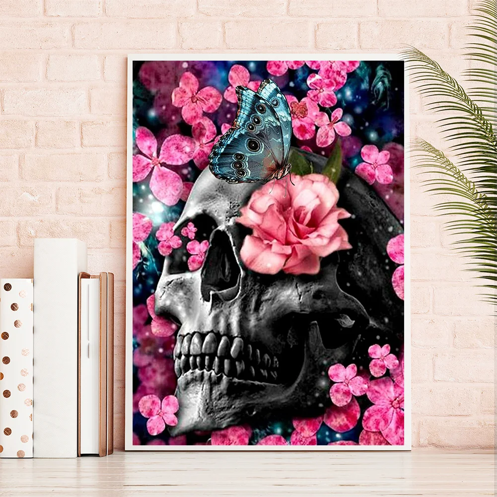 5D Diamond Painting Kit DIY Skull Flower Full Round Drill Picture (HJ613)