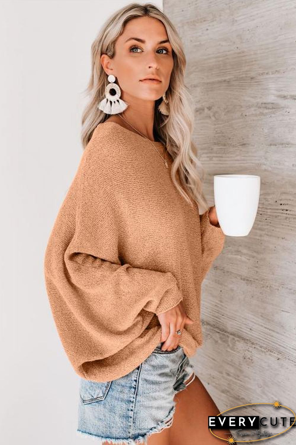 Nude Chillaxin&rsquo; Dolman Knit Sweater