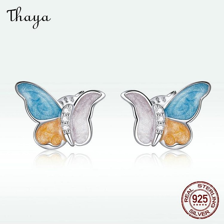 Thaya 925 Silver Tricolor Butterfly Earrings